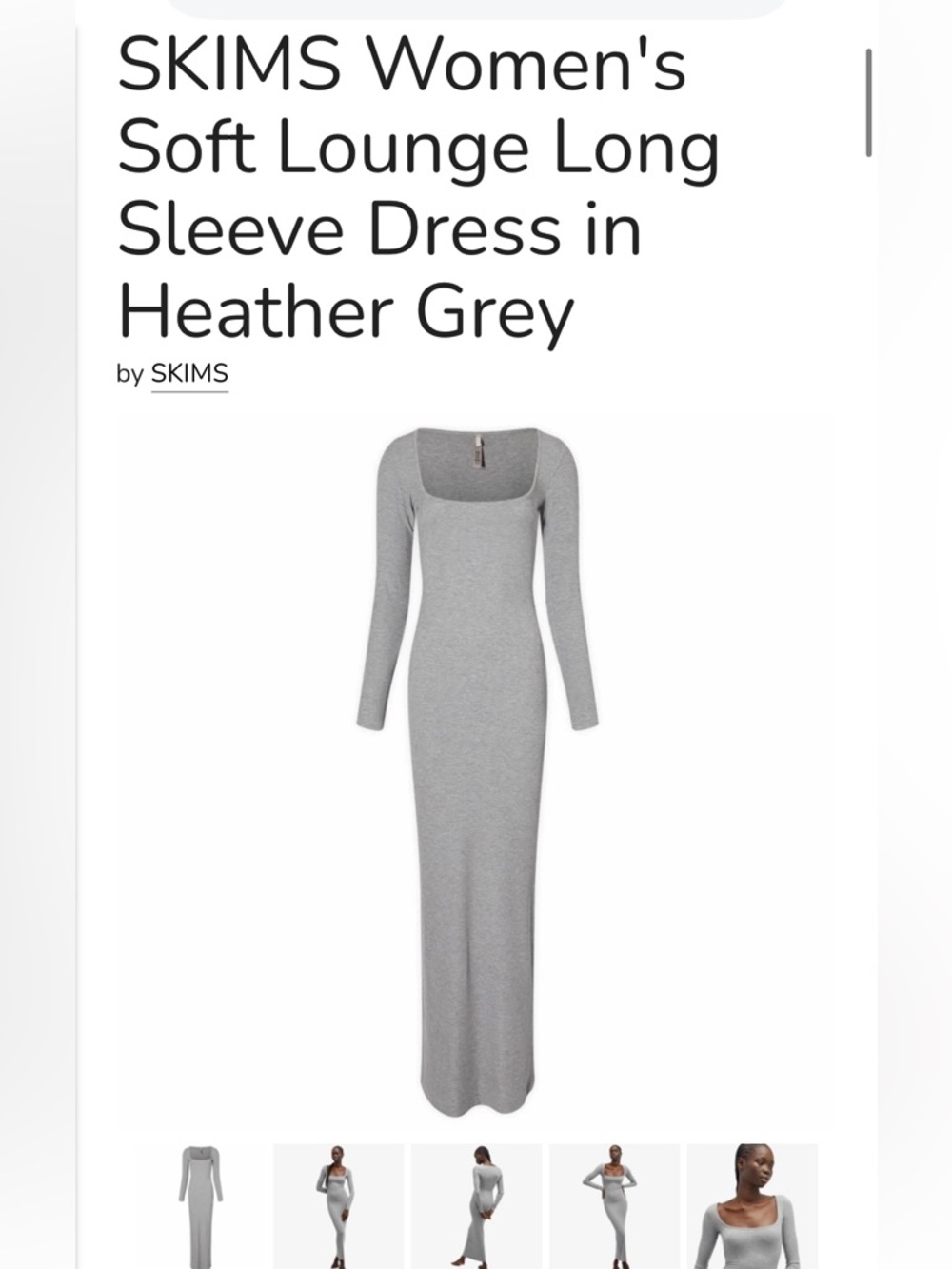 SKIMS Heather Grey Long Sleeve Maxi Dress